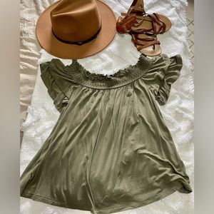 Olive green off the shoulder blouse